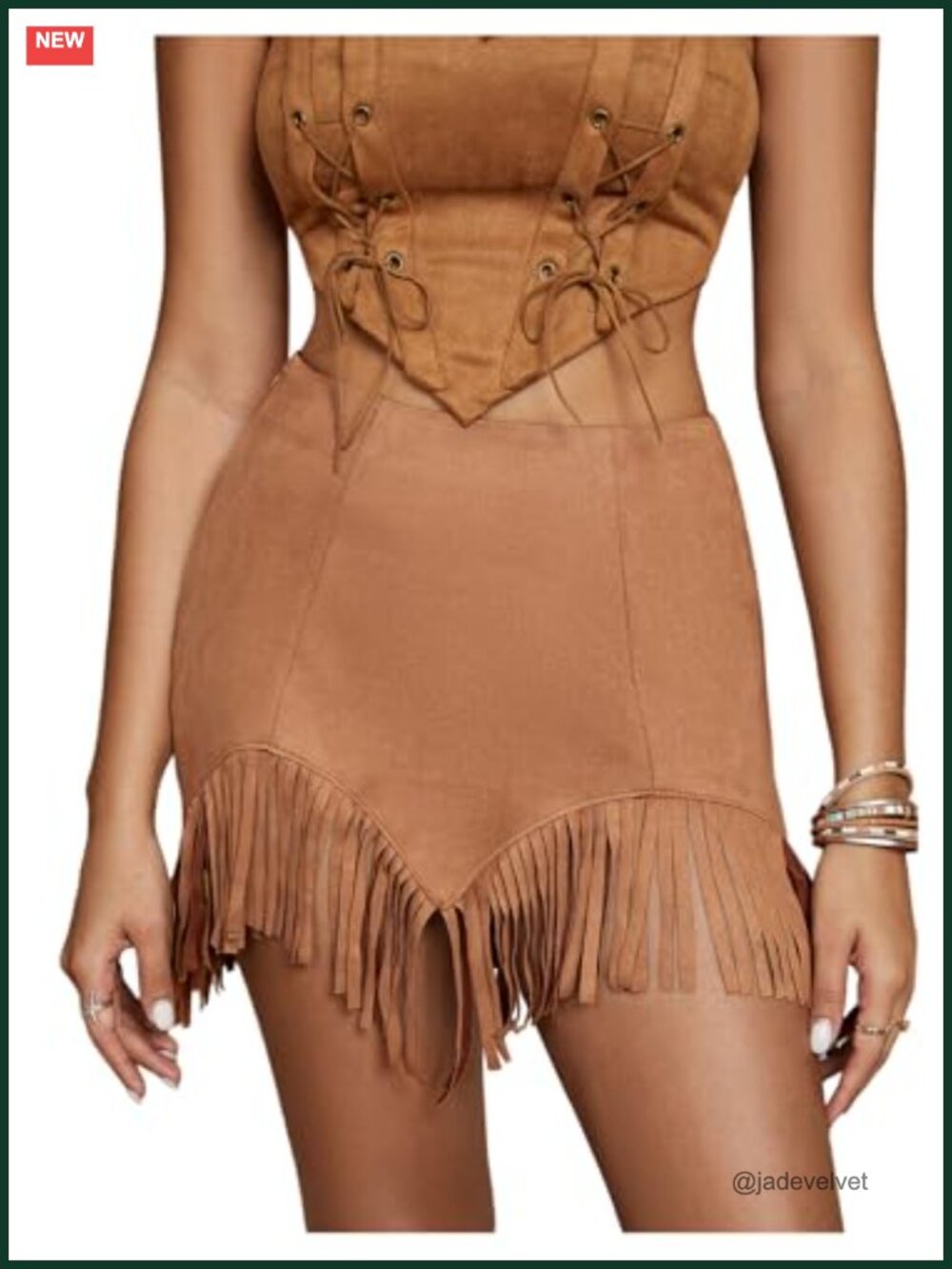 High Waisted Fringe Suede Mini Skirt with Zipper